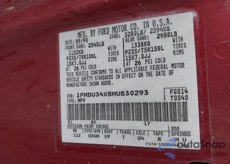 1991 Ford Explorer from USA, damaged, VIN 1FMDU34X8MUB30293